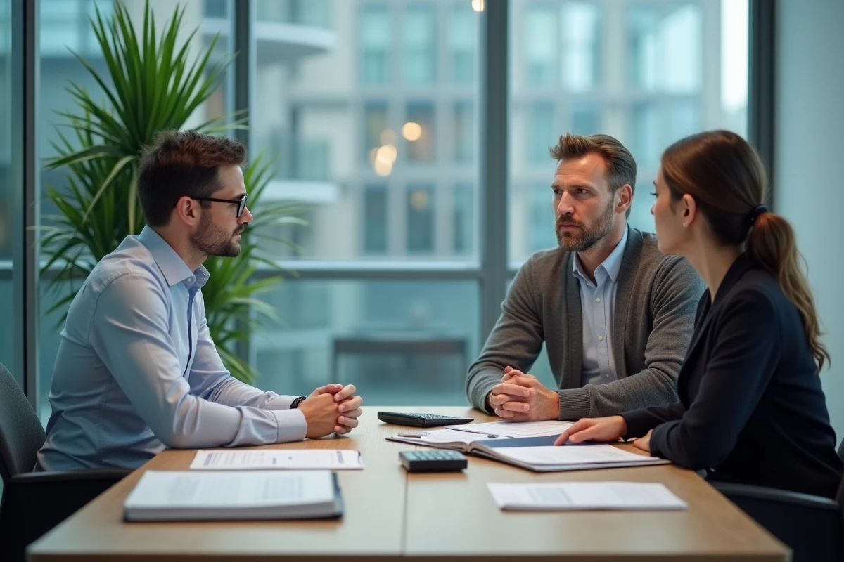 Homme discutant avec un conseiller dans un bureau moderne