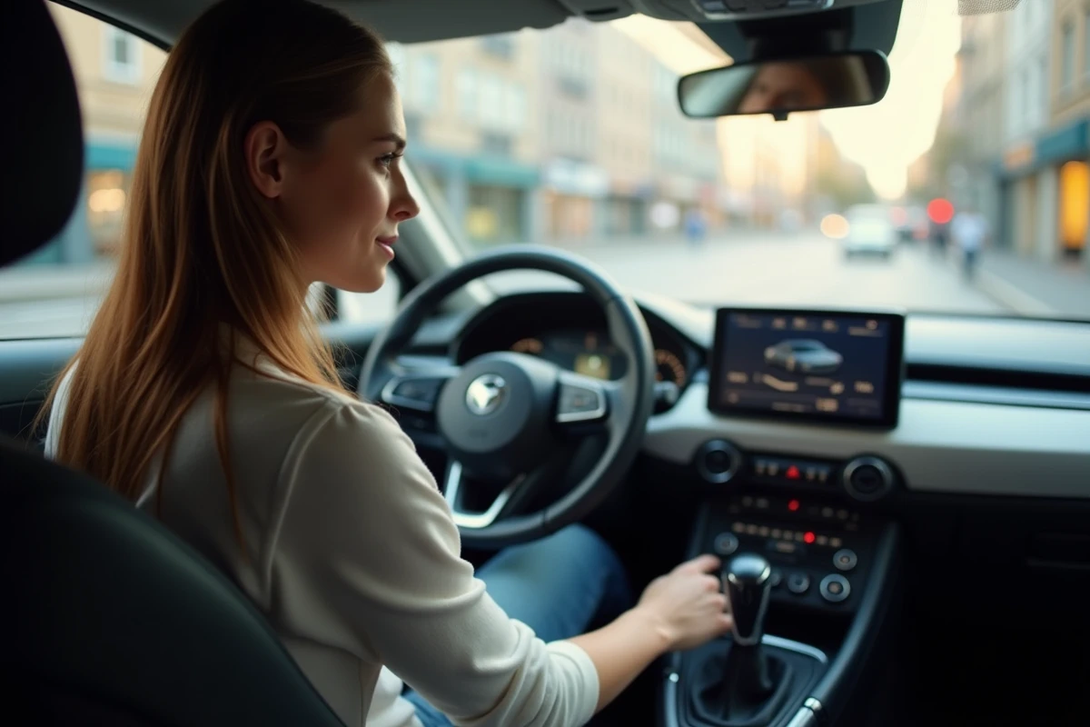 Jeune femme utilisant le système d